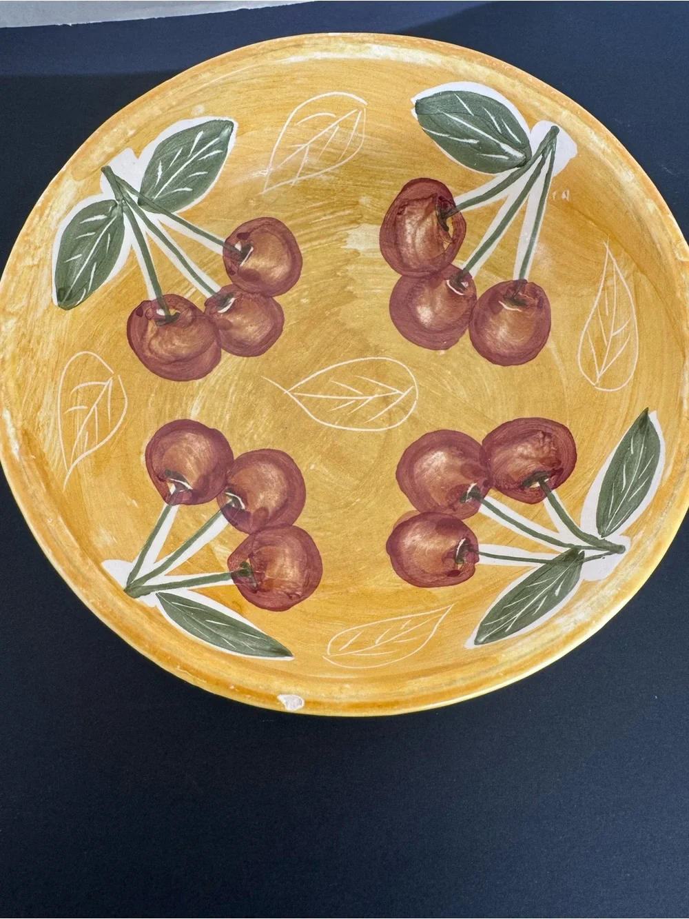 Yellow Cherry Ceramic Serving Bowl